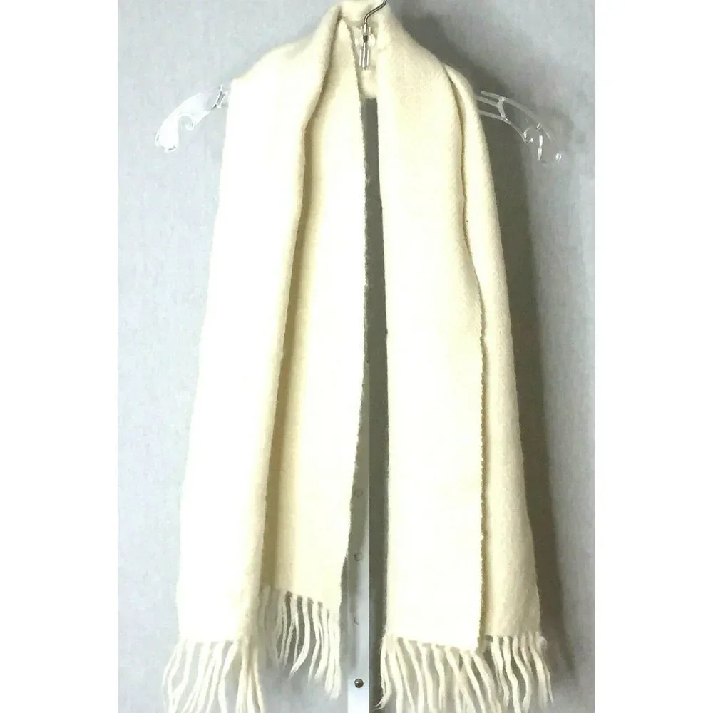 Mucros‎ Weavers Workshop Killarney Ireland Scarf White Tasseled OS